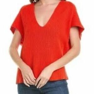 cabi Style 5837 Ruby Pullover Red Cap Sleeve Knit Sweater‎ Top Small